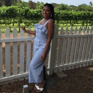 Pinstripe Zara jumpsuit (blue and white)